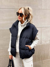Damen Weste Ärmellos - Winter Stil – Schwarz