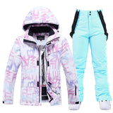 Christina | Winter Skianzug mit Kapuze – Lila / Blau