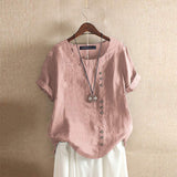Damenbluse Baumwolle Asymmetrisch Mit Knopfdetails – Rosa