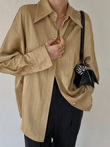 Damenbluse Baumwollmix Oversized Casual – Beige