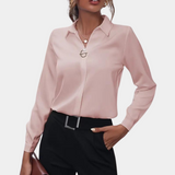 Damenbluse Chiffon Elegant Langarm Stilvoll – Rosa