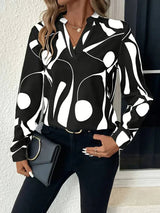 Damenbluse Leichter Stoff Modernes Design – Schwarz
