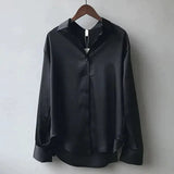 Damenbluse Satin Elegant für Festliche Anlässe – Schwarz
