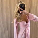 Damenbluse Viskose Knoten-Detail Elegant Festlich – Rosa