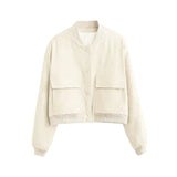 Damenjacke Bomber Stil Robustes Material für Übergangszeiten – Beige