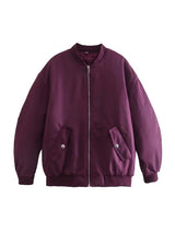 Damenjacke Bomberjacke Übergröße Atmungsaktives Material Trendstyle – Lila