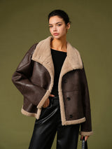 Elegante Fleecejacke im Shift-Stil für Damen – Dunkelbraun