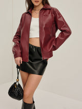 Stylische Damenjacke mit Reißverschluss – Burgunder