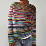 Damenpullover Baumwolle Mehrfarbig Grobstrick Langarm – Mehrfarbig