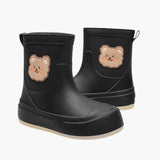 Damen Gummistiefel mit Bären-Design – Schwarz