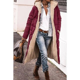 Stilvoller langer Mantel für Damen, Teddy Coat – Weinrot