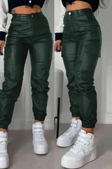 Isabella - personalisierte straße trends lange cargo-lederhosen – Armeegrün