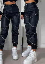 Isabella - personalisierte straße trends lange cargo-lederhosen – Marineblau