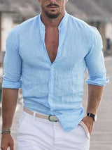 Micheal - Herren Leinenhemd – Blau