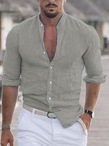 Micheal - Herren Leinenhemd – Grau