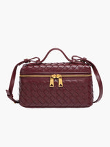 Elegante geflochtene Mini-Tasche in Boxform – Bordeauxrot