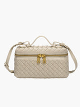 Elegante geflochtene Mini-Tasche in Boxform – Beige