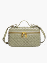 Elegante geflochtene Mini-Tasche in Boxform – Olivgrün