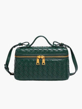 Elegante geflochtene Mini-Tasche in Boxform – Dunkelgrün