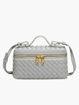 Elegante geflochtene Mini-Tasche in Boxform – Grau