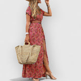 AGNES | Elegantes Boho-Sommerkleid – Dunkelrot