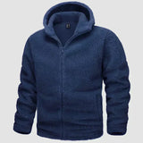 Roland - fleecejacke mit kapuze für männer – Dunkelblau