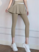 2-in-1-Leggings mit hoher Taille für Damen – Khaki