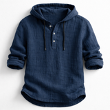 Alton - Atmungsaktiver Leinen-Hoodie – Dunkelblau