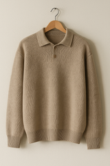 Declan Strickpullover mit Polokragen – Beige