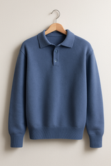 Declan Strickpullover mit Polokragen – Blau