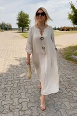 Kharen - Zeitloses Tunika-Kleid – Beige (Fast ausverkauft)