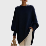 Livia | Oversize-Poncho-Pullover – Marineblau