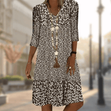 Elaria Damen Midikleid mit Blumenmuster – Floraler Chic für Jede Gelegenheit – Braun