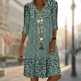 Elaria Damen Midikleid mit Blumenmuster – Floraler Chic für Jede Gelegenheit – Grün