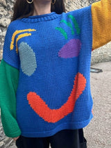 SMILE Stilvolle Winter Strickpullover – Blau