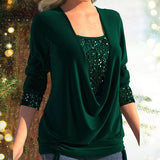 Diana | SparkleFlow Paillettenbluse in Übergröße – Grün
