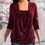 Diana | SparkleFlow Paillettenbluse in Übergröße – Rot