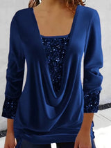 Diana | SparkleFlow Paillettenbluse in Übergröße – Blau