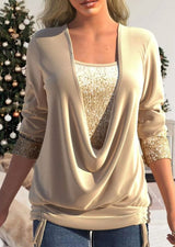 Diana | SparkleFlow Paillettenbluse in Übergröße – Gold