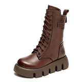 Dicker Plateaukampfstiefel - Marla – Braun