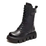 Dicker Plateaukampfstiefel - Marla – Schwarz