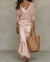 Nelena - Elegantes Midikleid Mit Pullover – Rosa