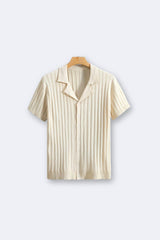 Stilvolles Strickhemd mit Kurzarm – Beige