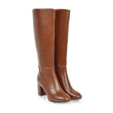 Knielange Damenstiefel mit Absatz - Sienna – Braun