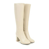 Knielange Damenstiefel mit Absatz - Sienna – Beige