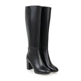 Damen Stiefel | Klassische hohe Stiefel mit Blockabsatz – Schwarz
