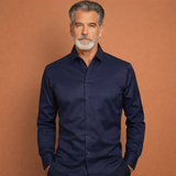 Slim-Fit Herrenhemd mit langen Ärmeln für Business- und Freizeitoutfits | Reinout – Dunkelblau