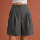 Hoch taillierte, weite Shorts für Damen mit eleganter Passform | Zafina – Dunkelgrau