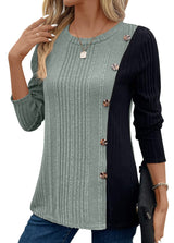 Donna | Gerippte Bluse – Blau