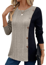 Donna | Gerippte Bluse – Khaki